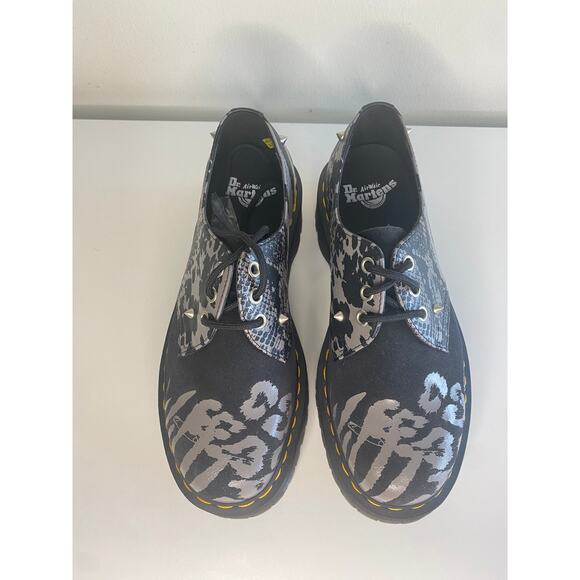 DR MARTENS 1461 OXFORD SHOE LEATHER SUEDE BLACK PUNK ANIMAL STUD QUAD PLATFORM - Picture 6 of 12